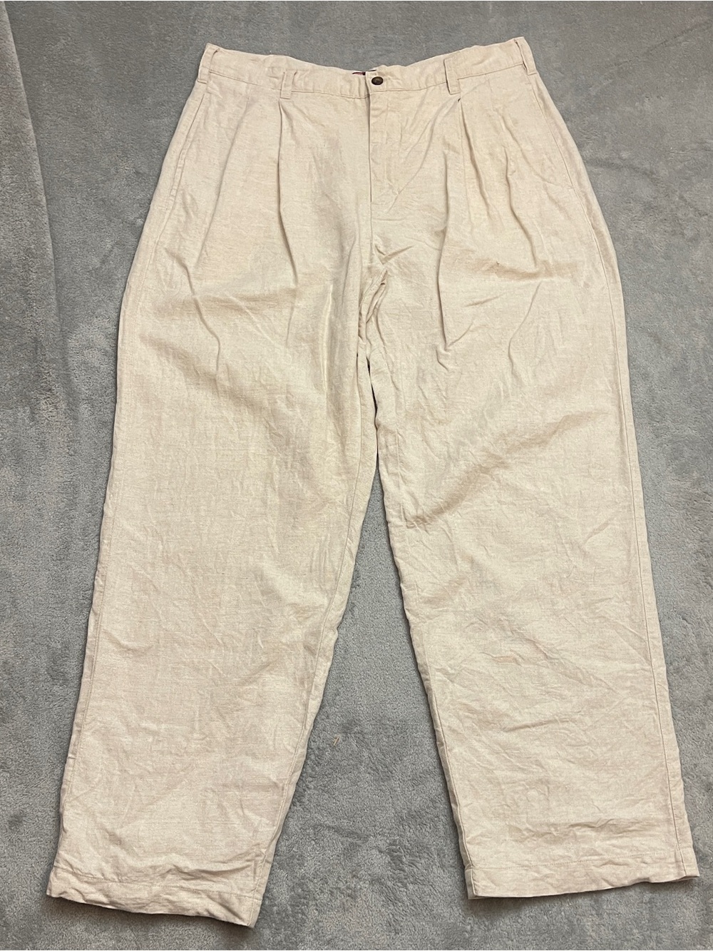 Vtg Chaps Ralph Lauren Linen Blend Pants Mens 34x30 Ivory Pleated Relaxed